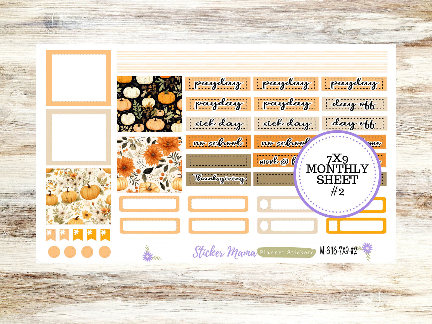 MONTHLY KIT-3116 || 7X9 ||  Pumpkin Spice Monthly  - 7x9 EC November Monthly Kit - November Monthly Planner Kits -  Monthly Pages