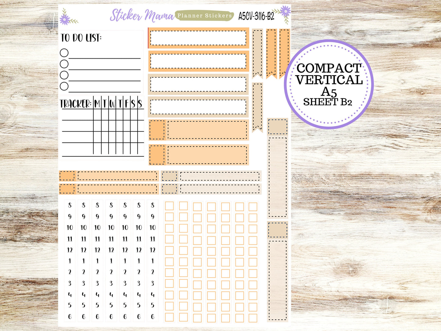 ERIN CONDREN A5 Compact Vertical-Kit #3116 ||  Pumpkin Spice - Planner Stickers - Erin Condren Compact Vertical Weekly Kit