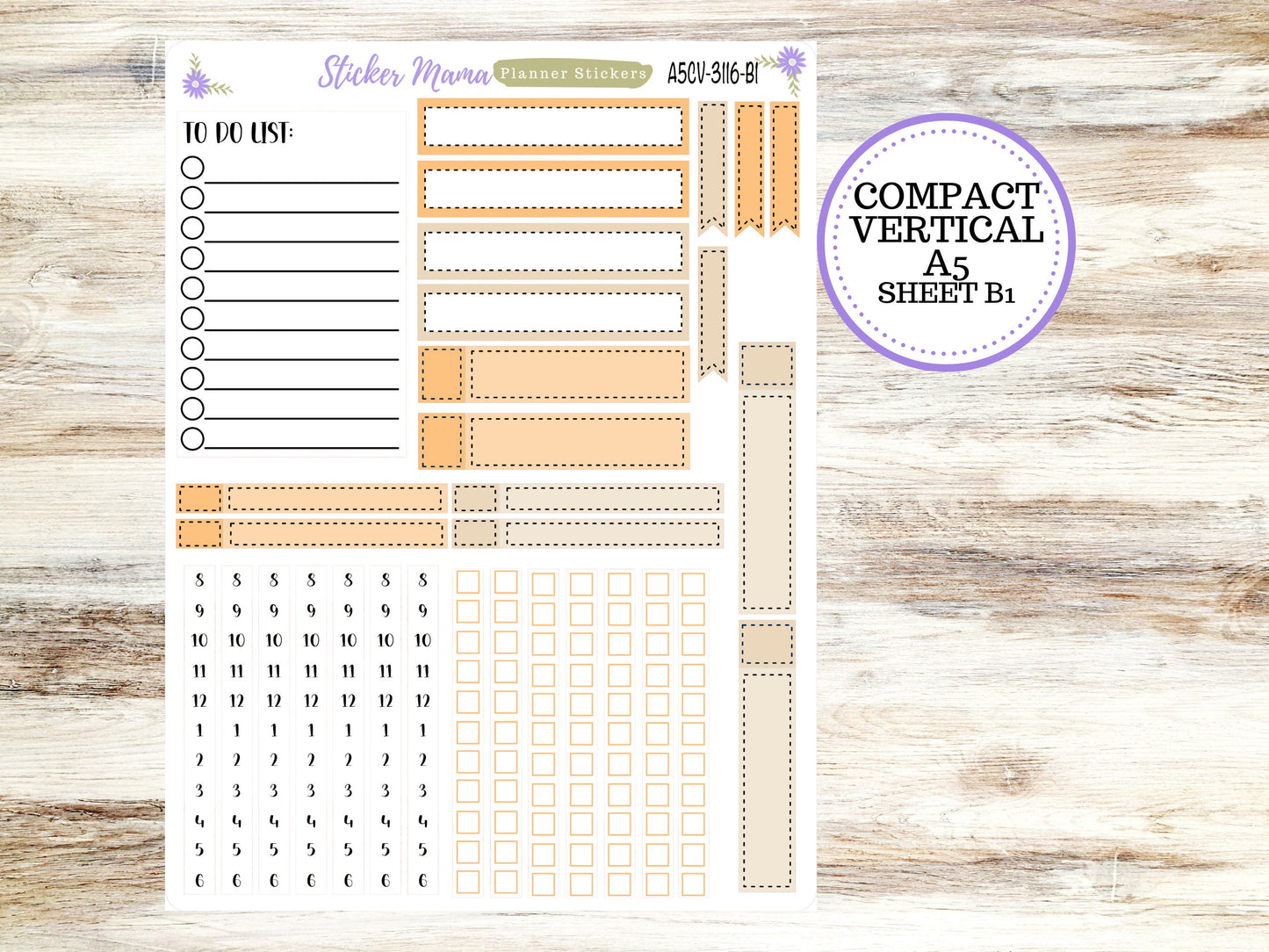 ERIN CONDREN A5 Compact Vertical-Kit #3116 ||  Pumpkin Spice - Planner Stickers - Erin Condren Compact Vertical Weekly Kit