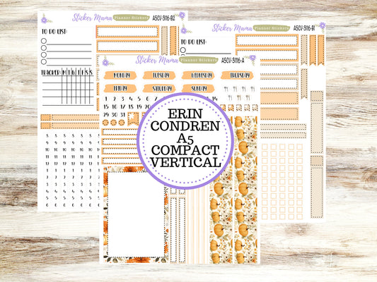 A5 COMPACT VERTICAL-Kit #3116 ||  Pumpkin Spice - Compact Vertical - Planner Stickers - Erin Condren Compact Vertical Weekly Kit