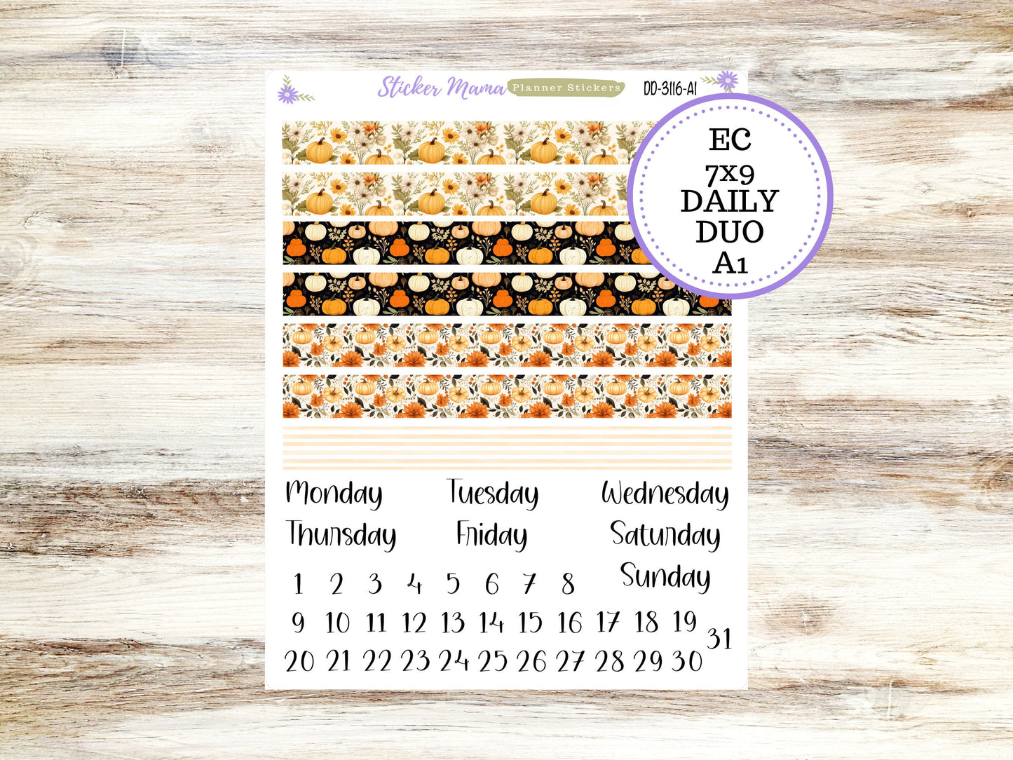 ERIN CONDREN Daily Duo 7x9-Kit #3116 || Pumpkin Spice || Erin Condren Planner Stickers - Daily Duo 7x9 Planner - Daily Duo Stickers