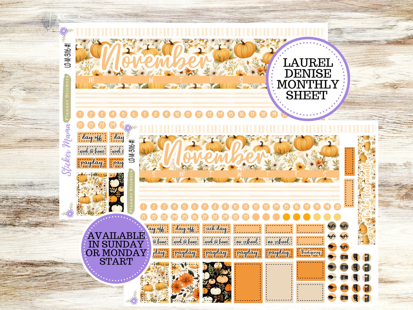 LAUREL DENISE PLANNER Kit #3116 || Laurel Denise Kit || Laurel Denise Stickers || Laurel Denise Horizontal Vertical || November