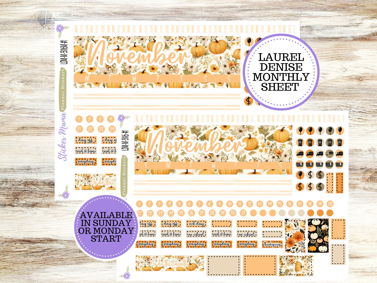 LAUREL DENISE MINI Planner Kit #3116 || Laurel Denise Kit || Laurel Denise Stickers || Laurel Denise Horizontal Vertical || November