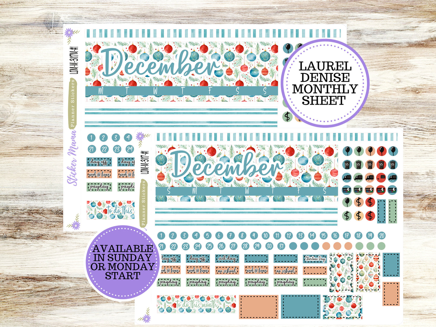 LAUREL DENISE MINI Planner Kit #3117 || Laurel Denise Kit || Laurel Denise Stickers || Laurel Denise Horizontal Vertical || December