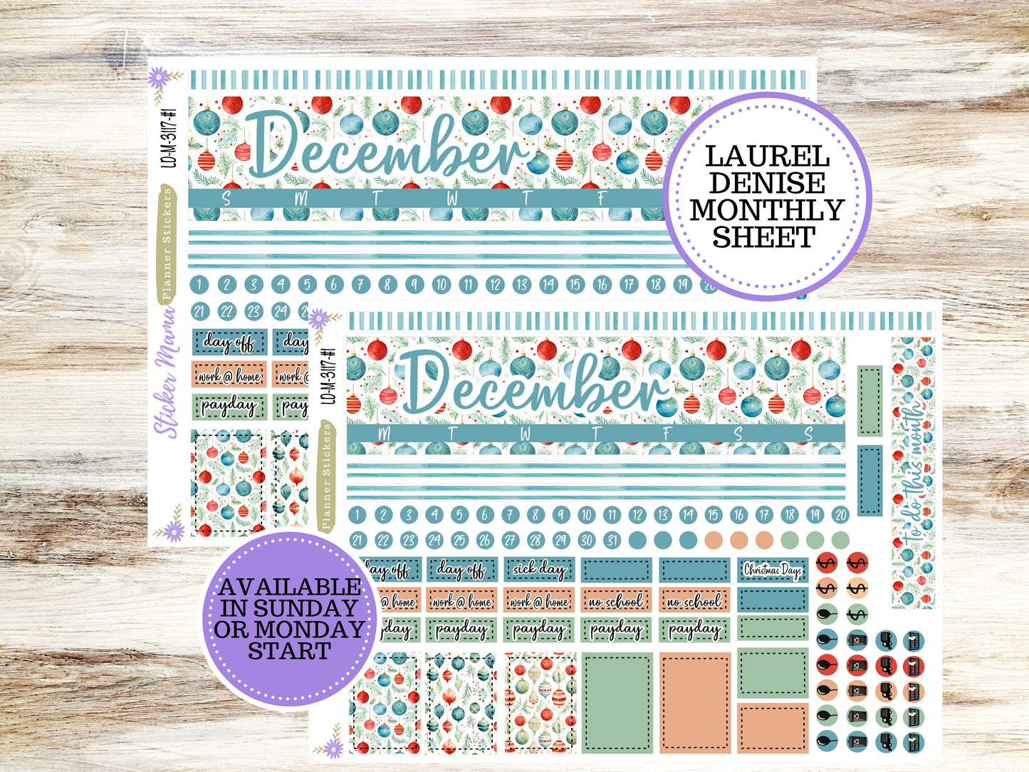 LAUREL DENISE PLANNER Kit #3117 || Laurel Denise Kit || Laurel Denise Stickers || Laurel Denise Horizontal Vertical || December