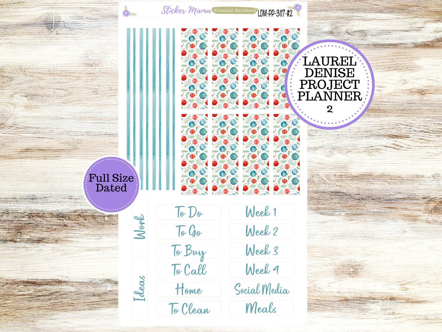 LAUREL DENISE PROJECT December Planner Kit #3117 || Merry Ornaments || Laurel Denise Kit || Laurel Denise Stickers ||  || December ld