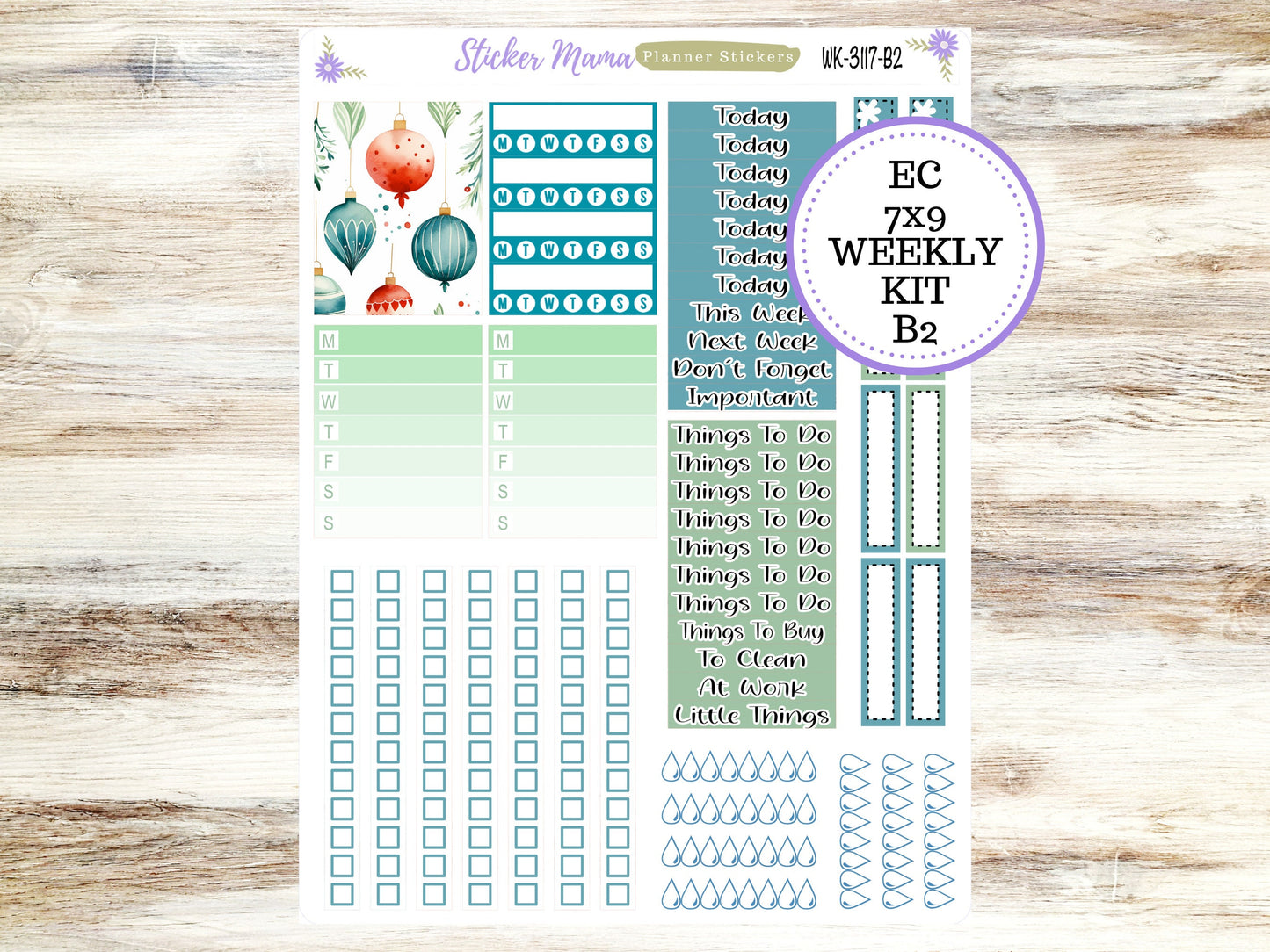 ERIN CONDREN WK-3117- Merry Ornaments  || Weekly Planner Kit || Erin Condren || Hourly Planner Kit || Vertical Planner Kit