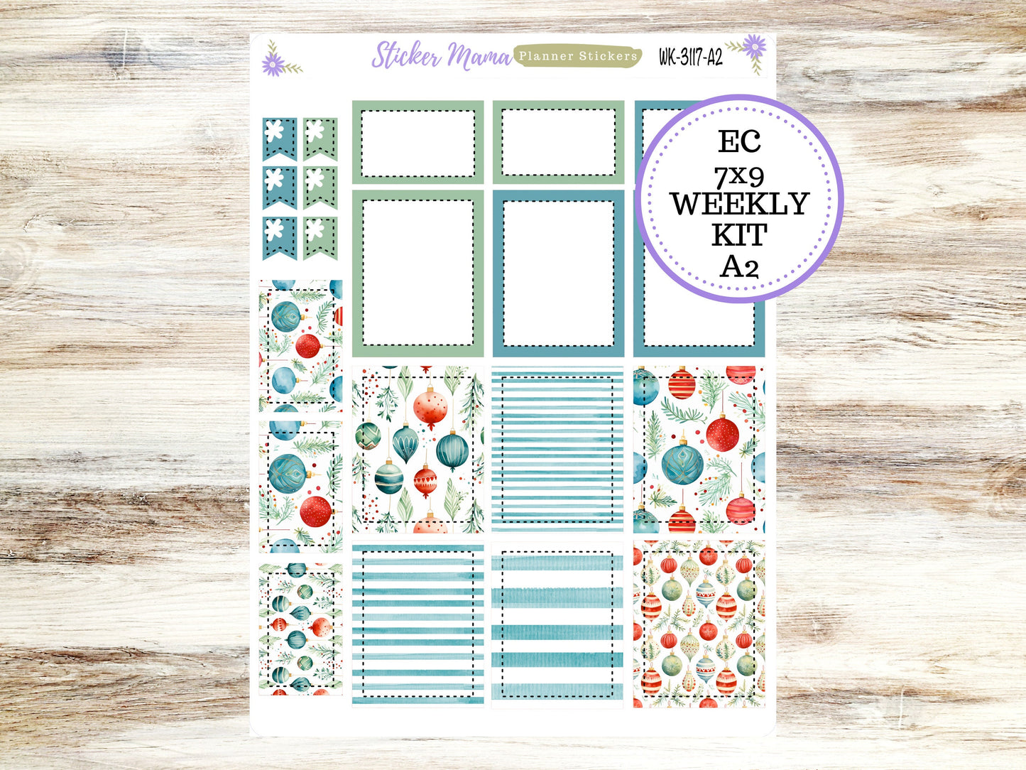 ERIN CONDREN WK-3117- Merry Ornaments  || Weekly Planner Kit || Erin Condren || Hourly Planner Kit || Vertical Planner Kit