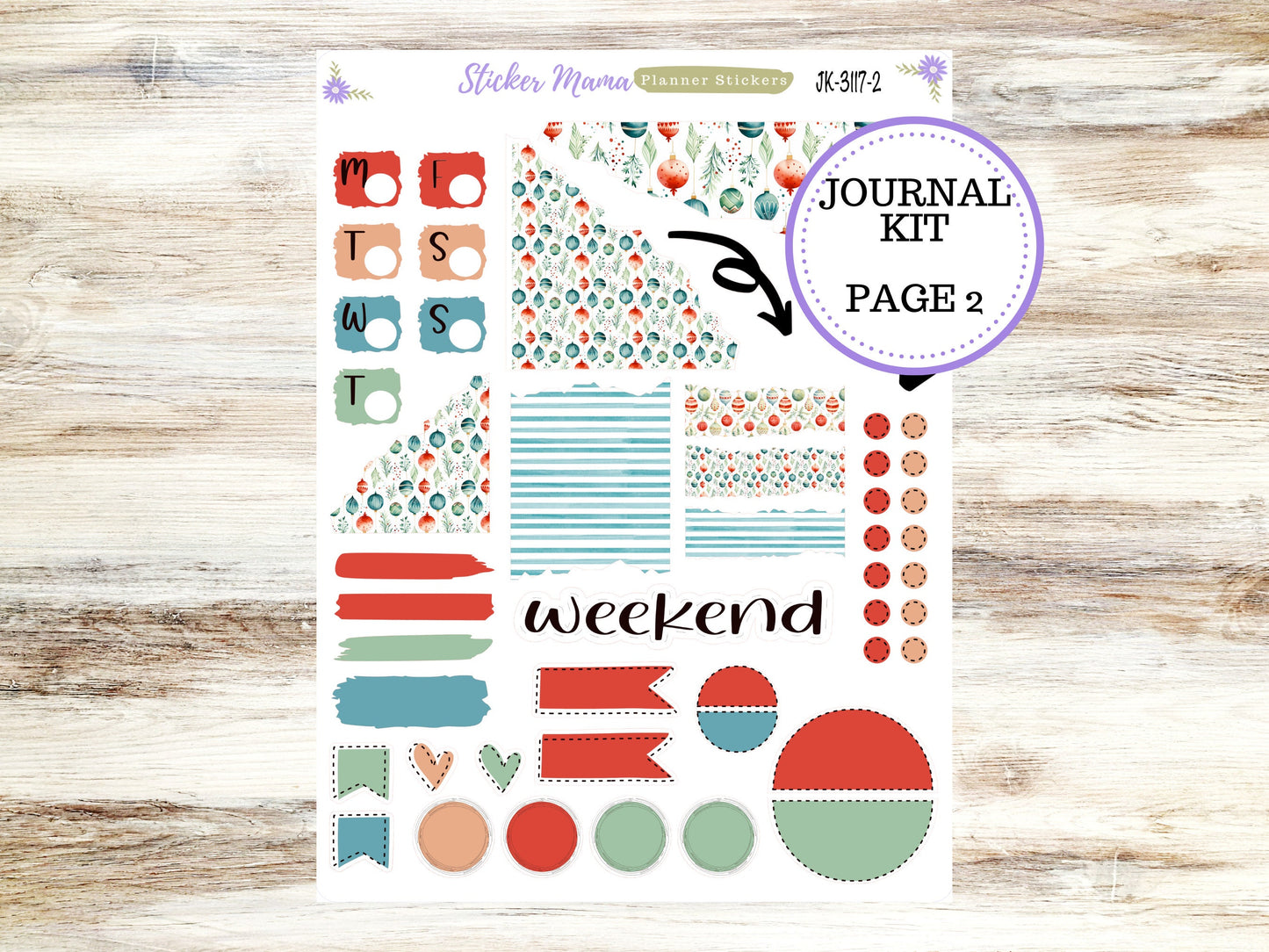 JOURNALING KIT  || #3117 || Merry Ornaments  || Journal Planner || Planner Stickers || Journal Stickers