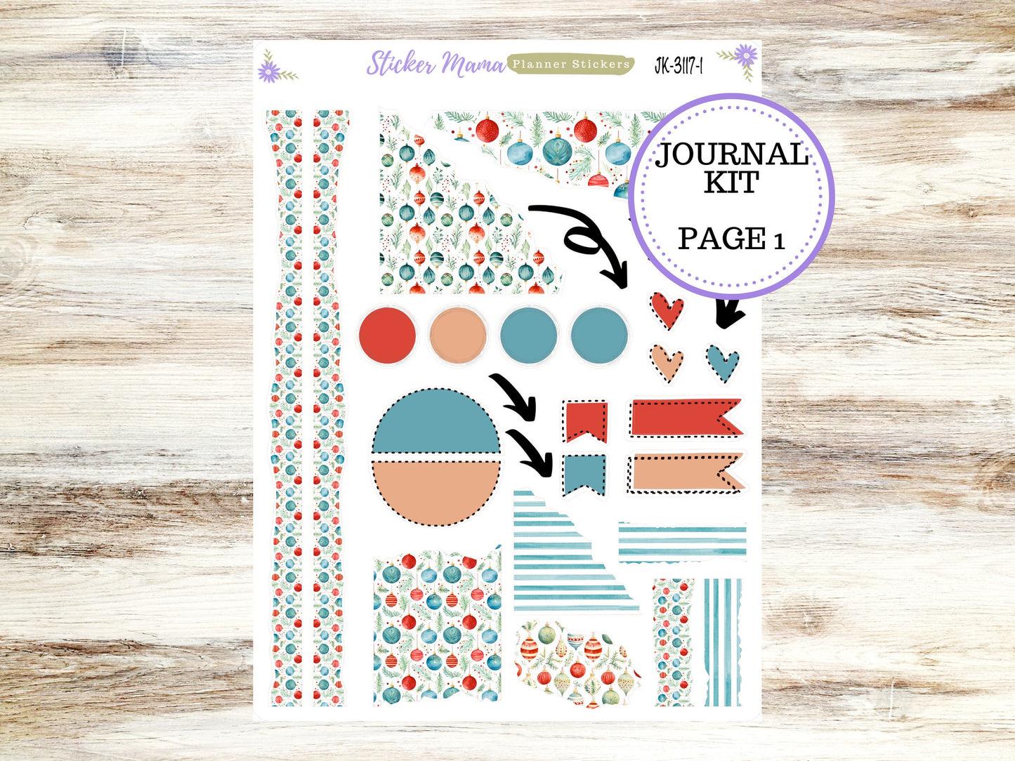 JOURNALING KIT  || #3117 || Merry Ornaments  || Journal Planner || Planner Stickers || Journal Stickers