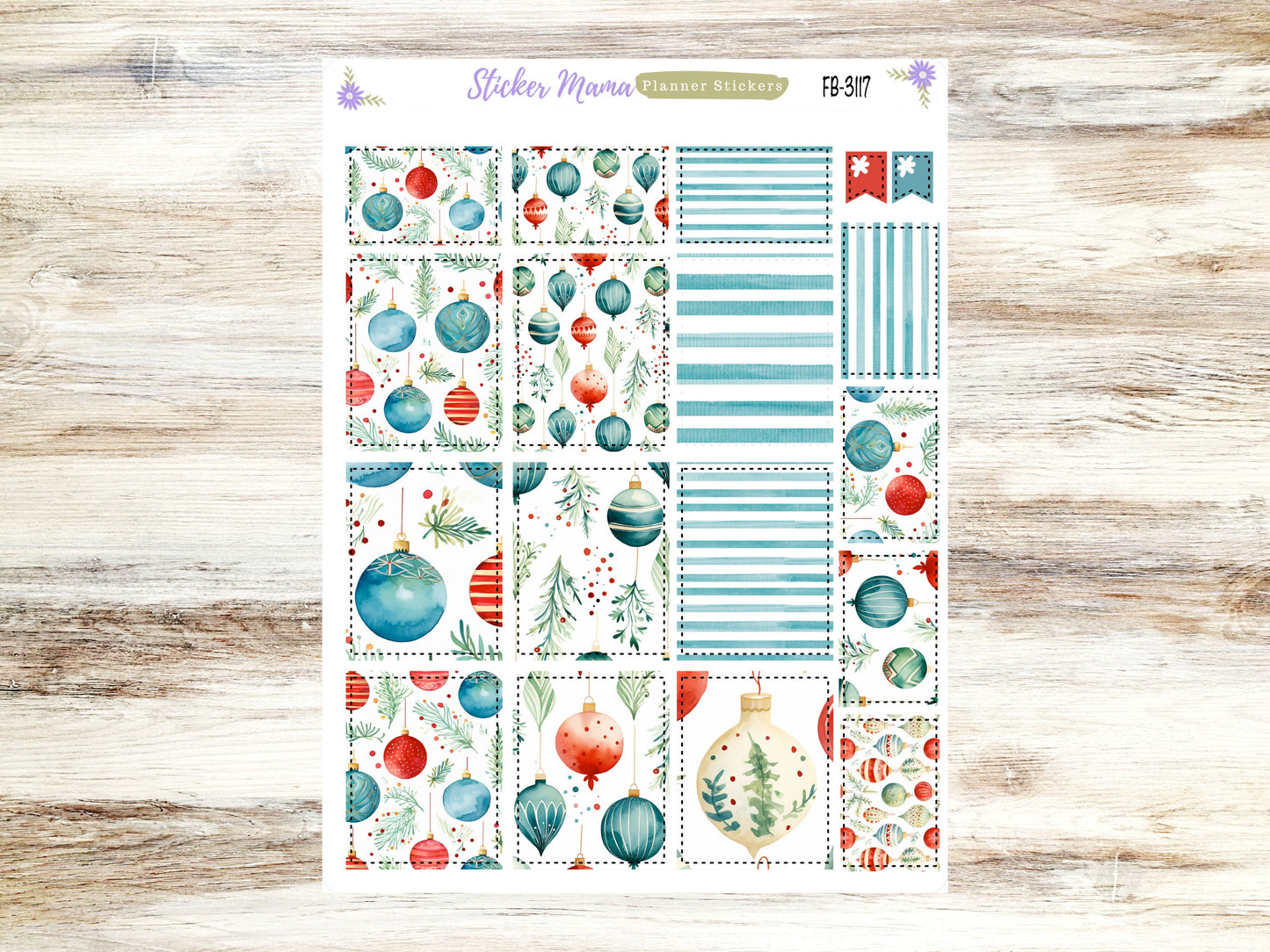 FULL BOXES-3117 || Merry Ornaments || Planner Stickers -|| Full Box for Planners