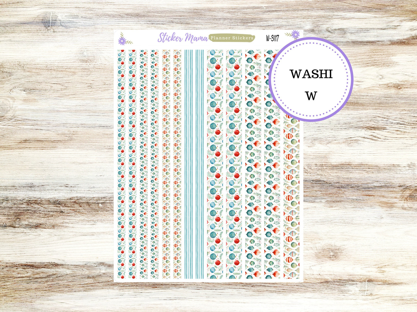 WASHI PLANNER STICKERS || 3117 || Merry Ornaments || Washi Stickers || Planner Stickers || Washi for Planners