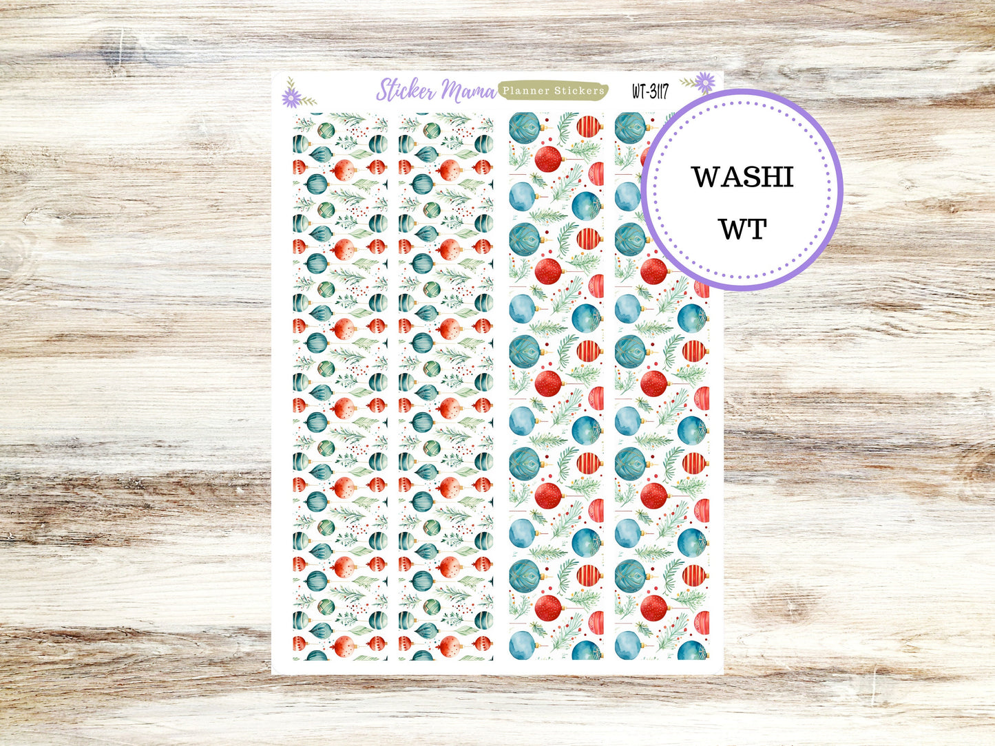 WASHI PLANNER STICKERS || 3117 || Merry Ornaments || Washi Stickers || Planner Stickers || Washi for Planners