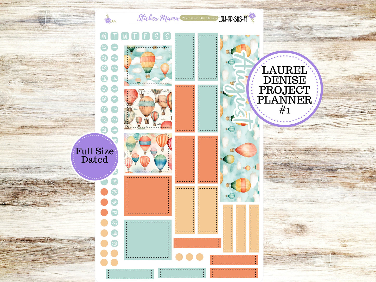 LAUREL DENISE PROJECT August Planner Kit #3113 || Hot Air Balloons || Laurel Denise Kit || Laurel Denise Stickers ||  || August ld