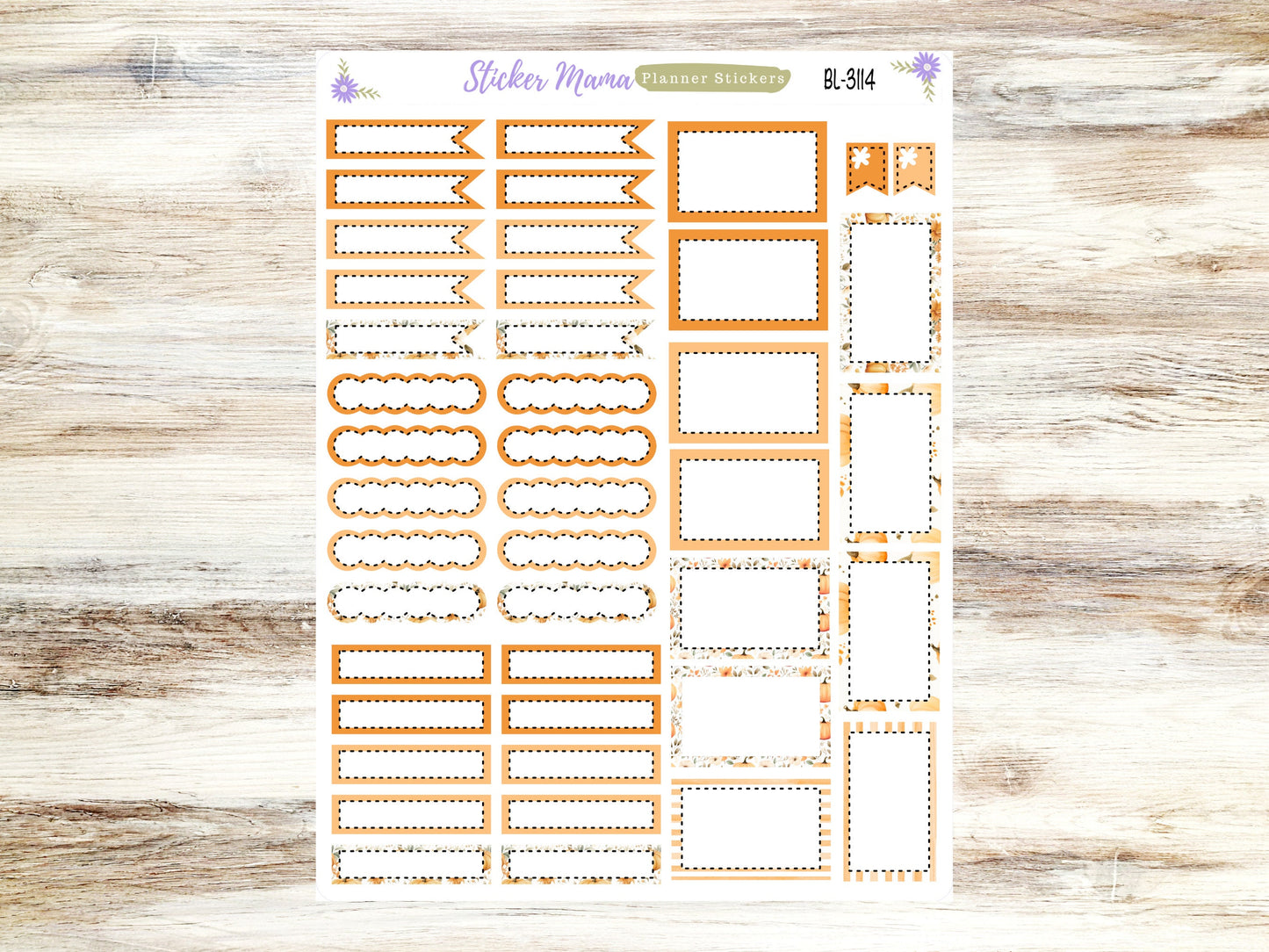 BL-3114 ||  Pumpkin Paradise Stickers ||  Basic Label Stickers -  - Half Boxes - Planner Stic