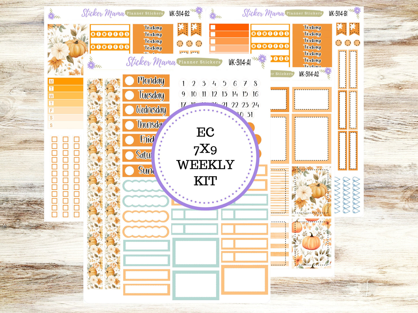 ERIN CONDREN WK-3114- Pumpkin Paradise  || Weekly Planner Kit || Erin Condren || Hourly Planner Kit || Vertical Planner Kit