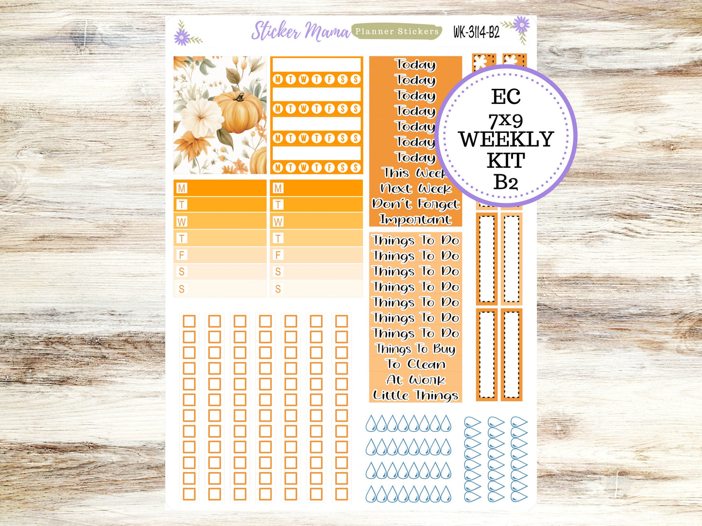 ERIN CONDREN WK-3114- Pumpkin Paradise  || Weekly Planner Kit || Erin Condren || Hourly Planner Kit || Vertical Planner Kit