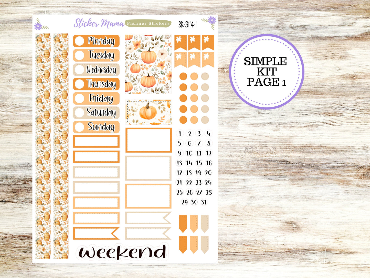 SIMPLE KIT  || #3114 ||   Pumpkin Paradise || Any Kind Planner || Planner Stickers || Planner Stickers