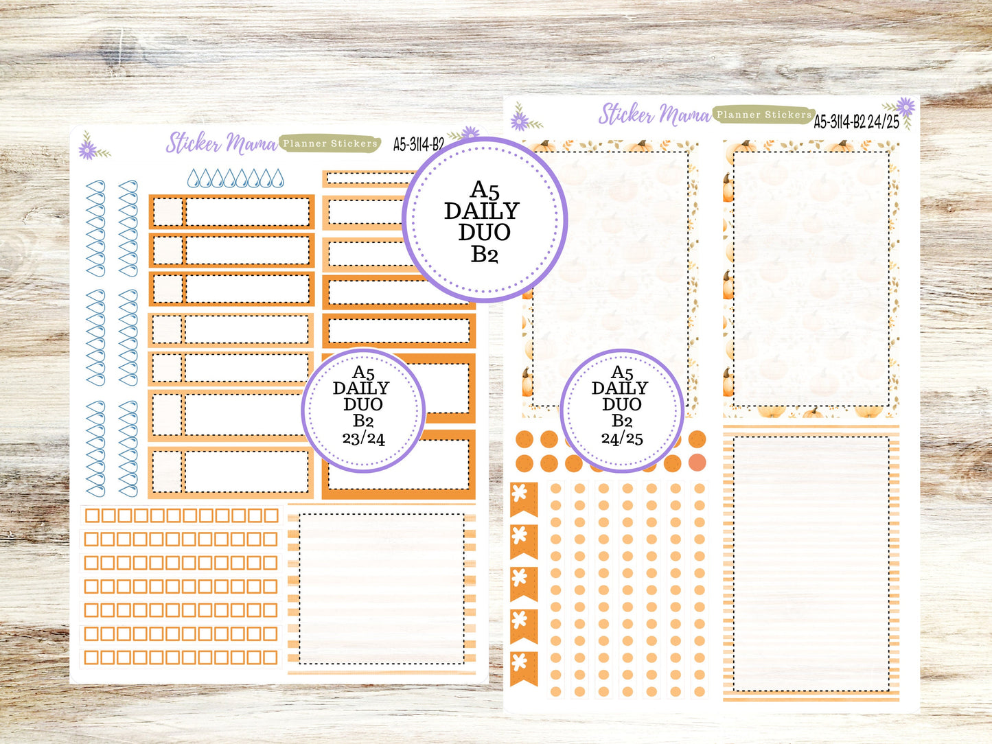 A5-DAILY DUO-Kit #3114  || Pumpkin Paradise  || Planner Stickers - Daily Duo A5 Planner - Daily Duo Stickers - Daily Planner