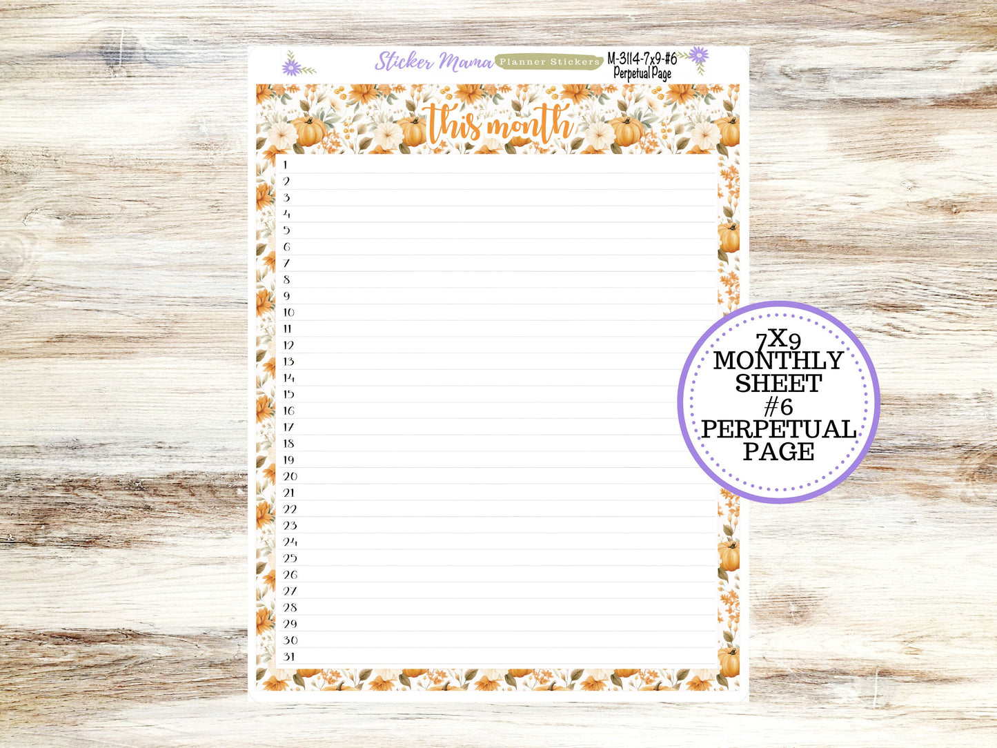 ERIN CONDREN Monthly Kit-3114 || 7X9 ||  Pumpkin Paradise Monthly  - 7x9 EC September Monthly Kit - September Monthly Planner Kits -