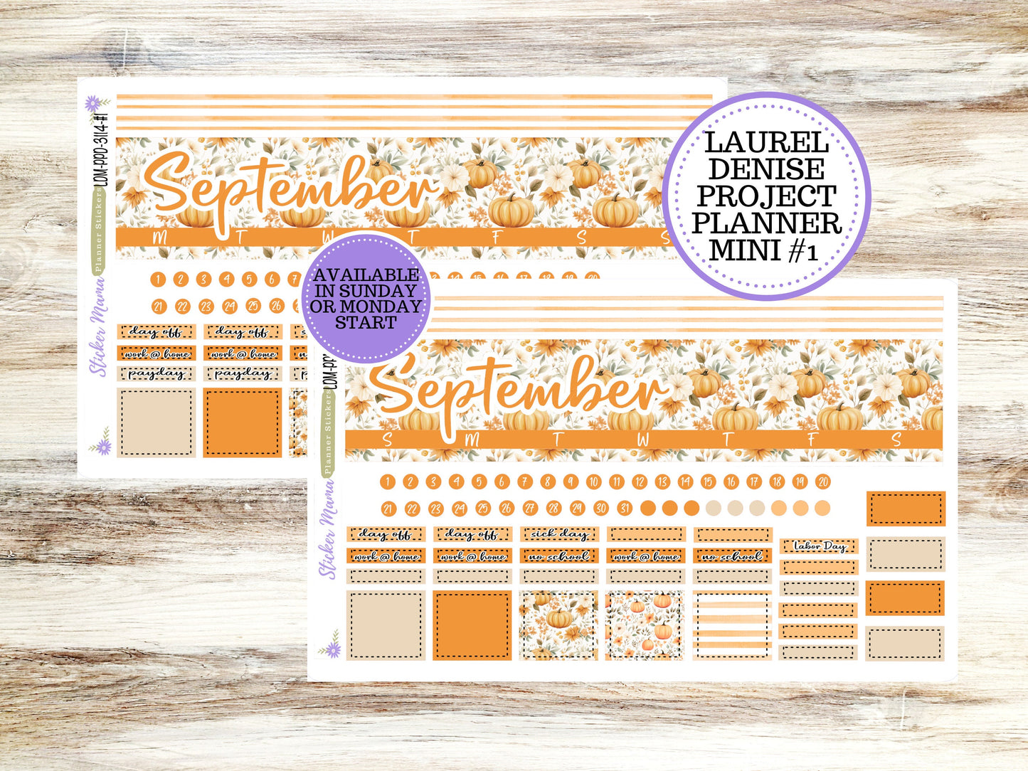 LAUREL DENISE PROJECT September Planner Kit #3114 || Pumpkin Paradise || Laurel Denise Kit || Laurel Denise Stickers ||  || September ld