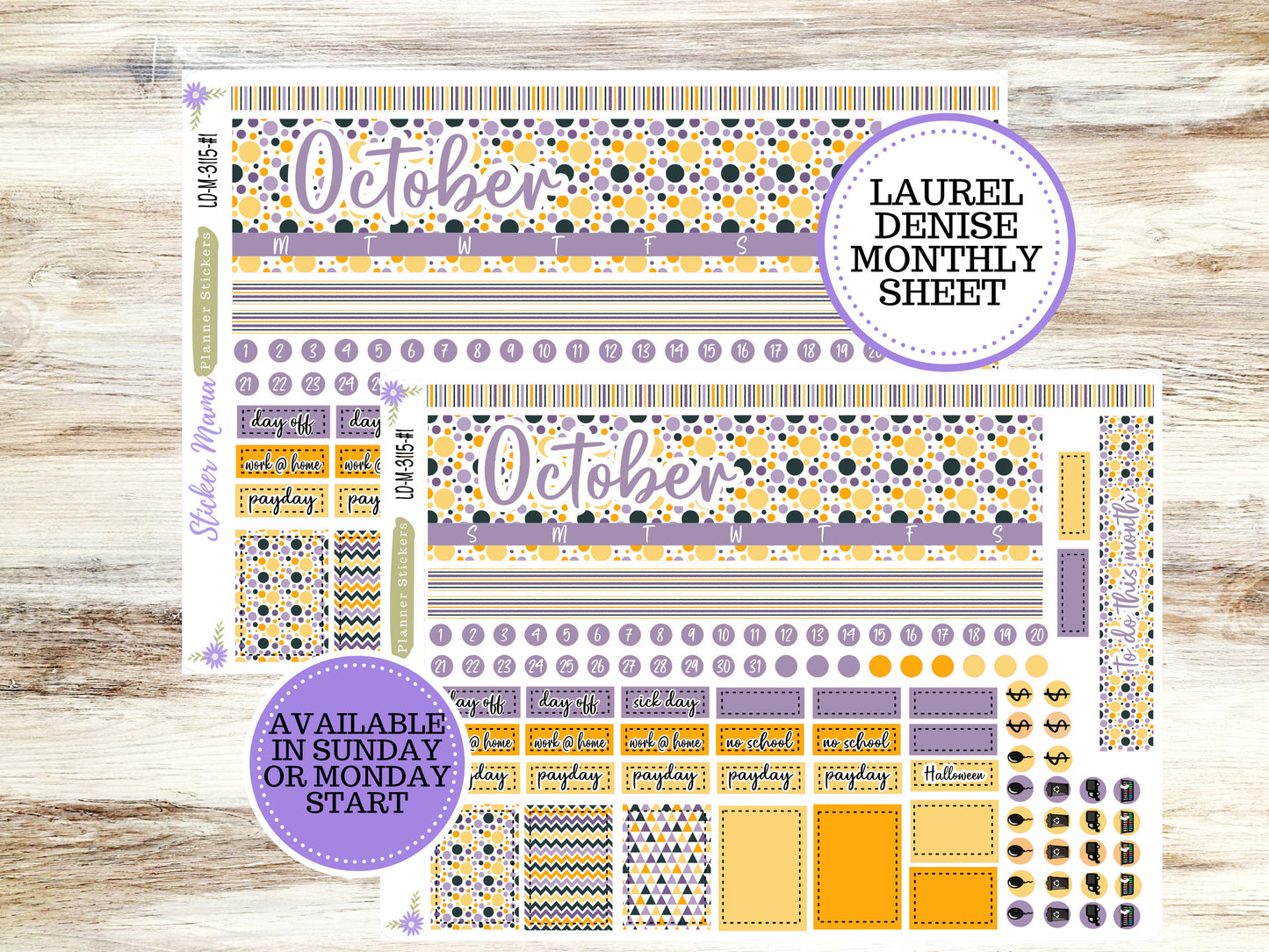 LAUREL DENISE PLANNER Kit #3115 || Laurel Denise Kit || Laurel Denise Stickers || Laurel Denise Horizontal Vertical || October