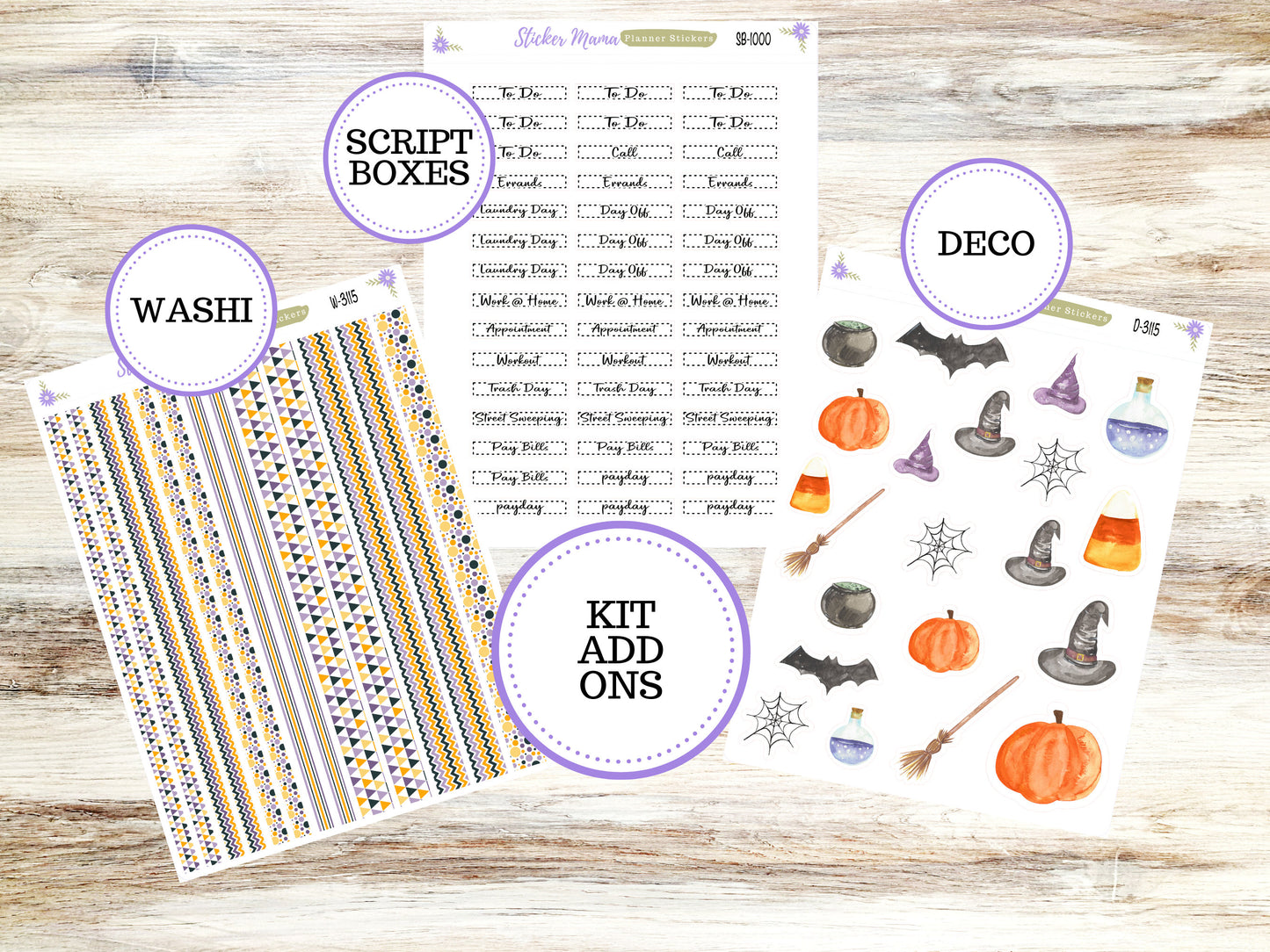 DAILY DUO 7x9-Kit #3115 || Spooky Palette || Erin Condren Planner Stickers - Daily Duo 7x9 Planner - Daily Duo Stickers - Daily Planner