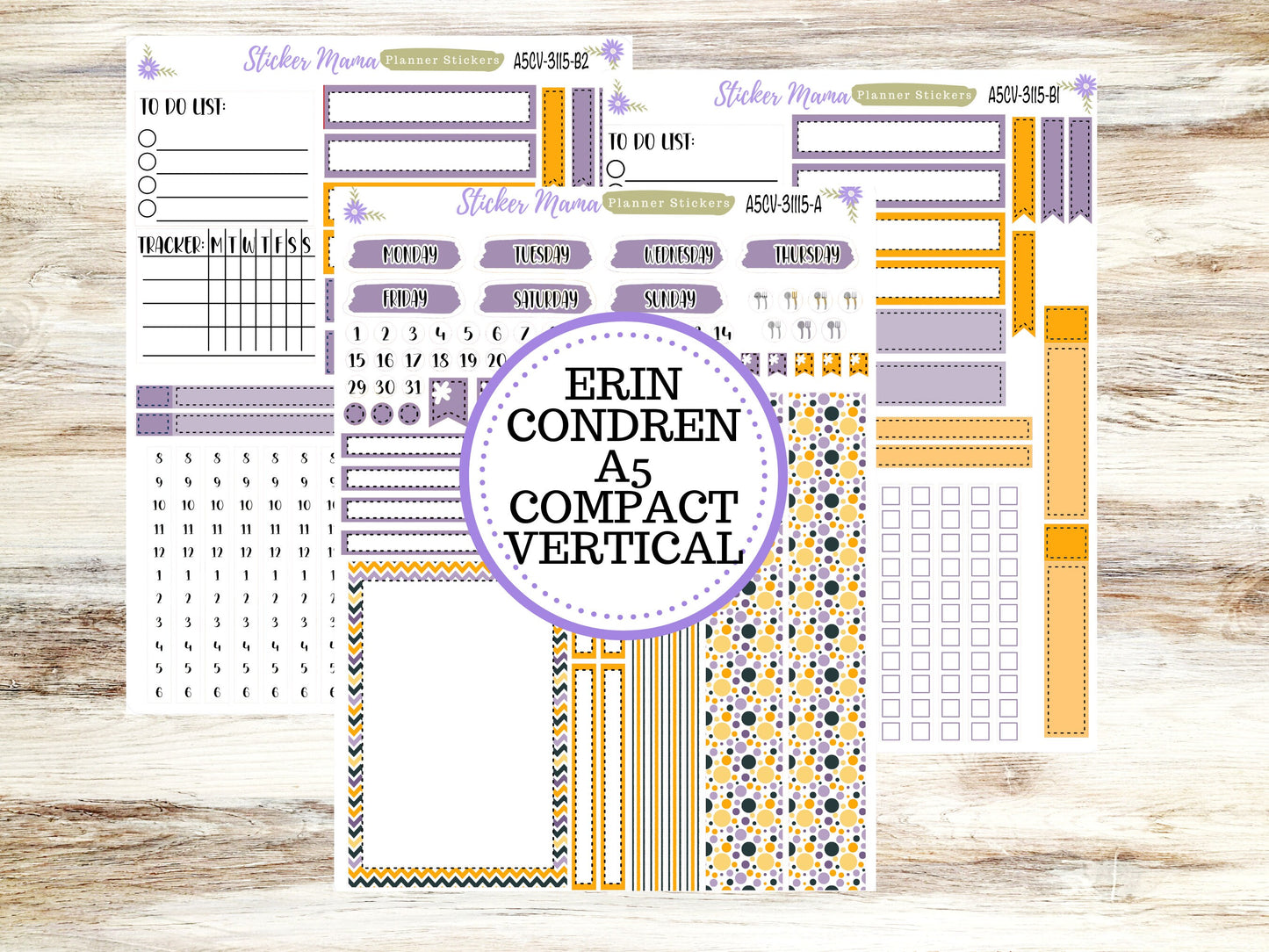 ERIN CONDREN A5 Compact Vertical-Kit #3115 ||  Spooky Palette - Planner Stickers - Erin Condren Compact Vertical Weekly Kit