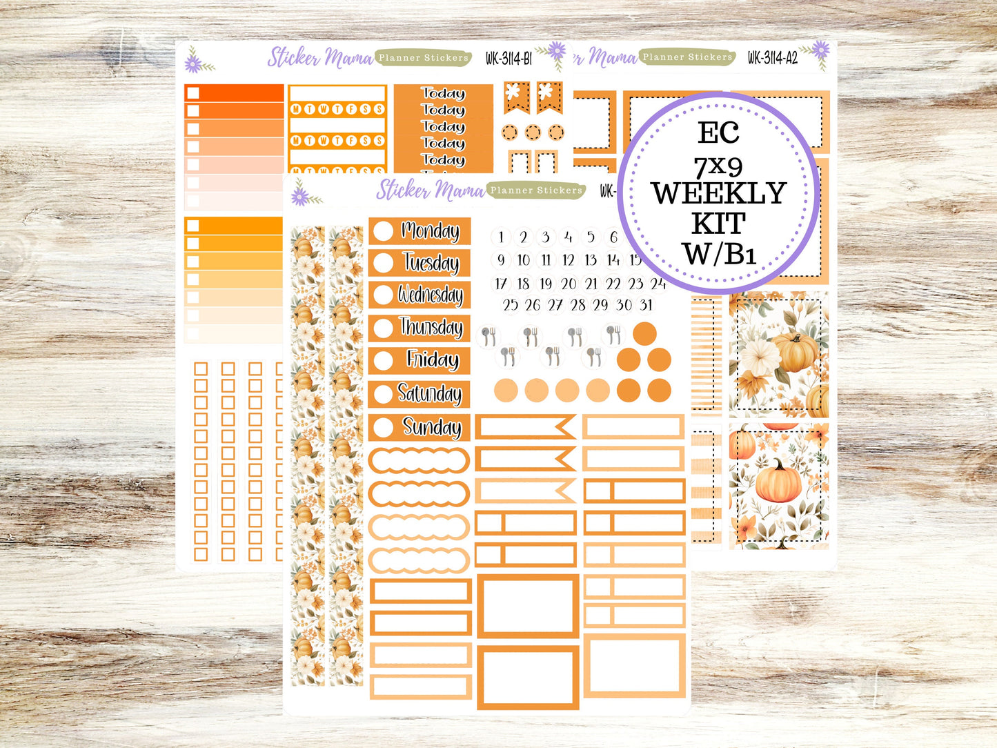 ERIN CONDREN WK-3114- Pumpkin Paradise  || Weekly Planner Kit || Erin Condren || Hourly Planner Kit || Vertical Planner Kit