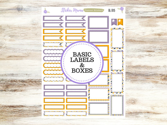 BL-3115 ||  Spooky Palette Stickers ||  Basic Label Stickers -  - Half Boxes - Planner Stic