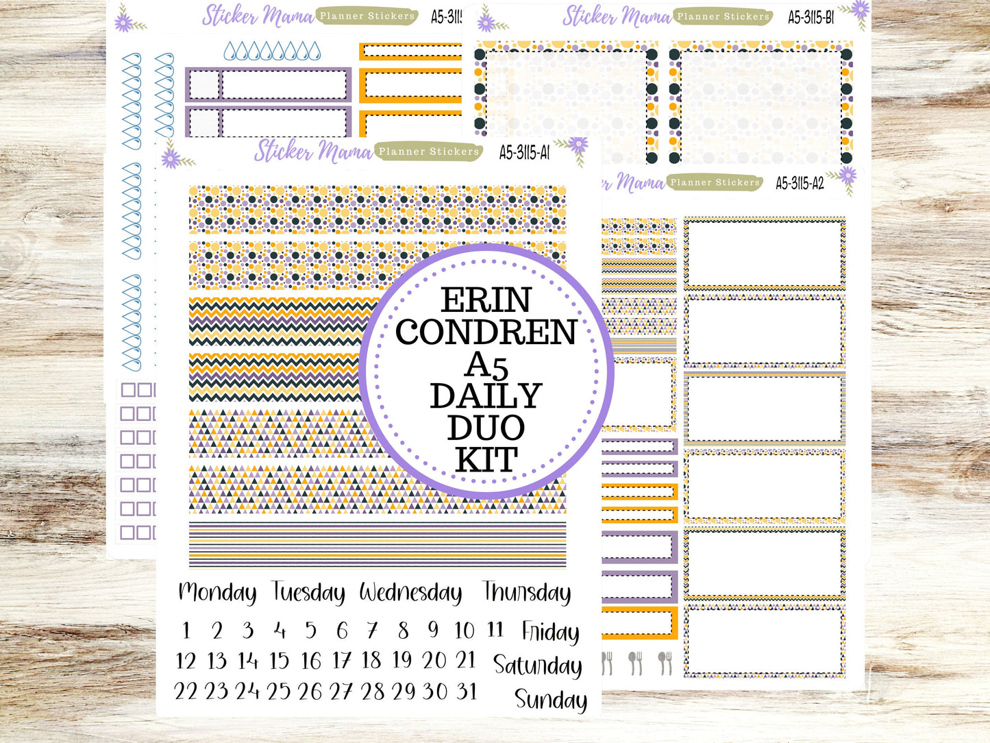 A5-DAILY DUO-Kit #3115  || Spooky Palette  || Planner Stickers - Daily Duo A5 Planner - Daily Duo Stickers - Daily Planner