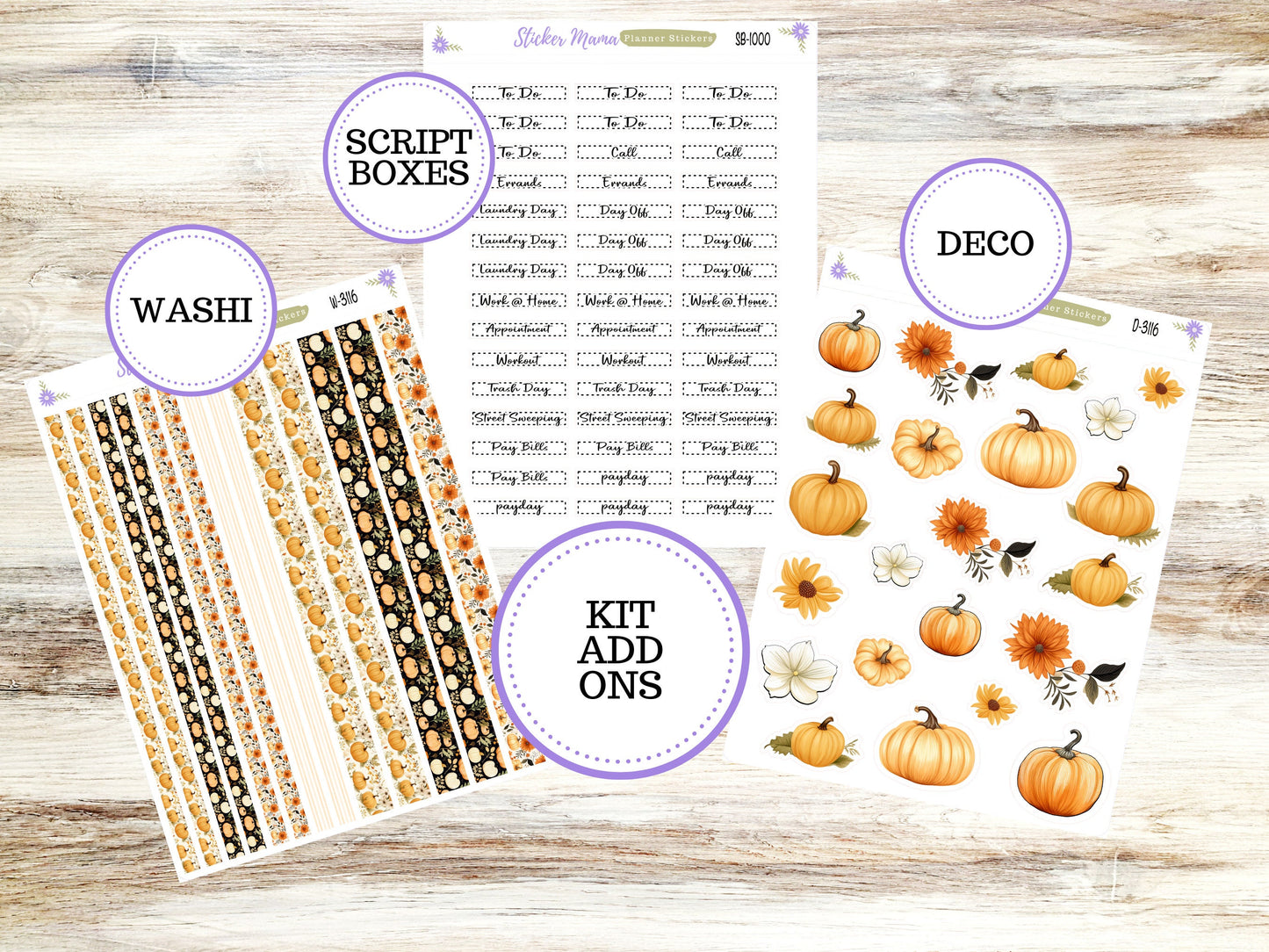 A5 Horizontal || #3116 ||  Pumpkin Spice  Kit || A5 Weekly Kit || Planner Stickers || Erin Condren A5 Horizontal Weekly Kit