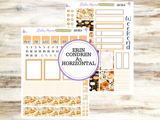 ERIN CONDREN A5 Horizontal || #3116 ||  Pumpkin Spice  Kit || A5 Weekly Kit || Planner Stickers || Erin Condren A5 Horizontal Weekly Kit