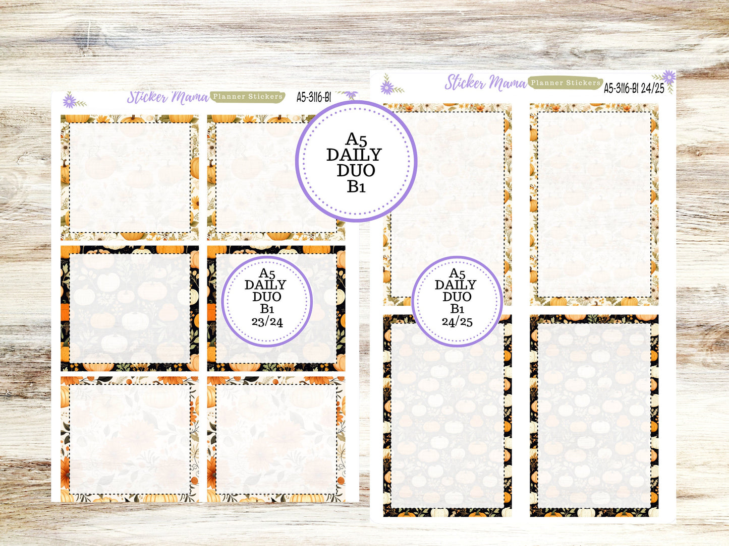 A5-DAILY DUO-Kit #3116  || Pumpkin Spice  || Planner Stickers - Daily Duo A5 Planner - Daily Duo Stickers - Daily Planner