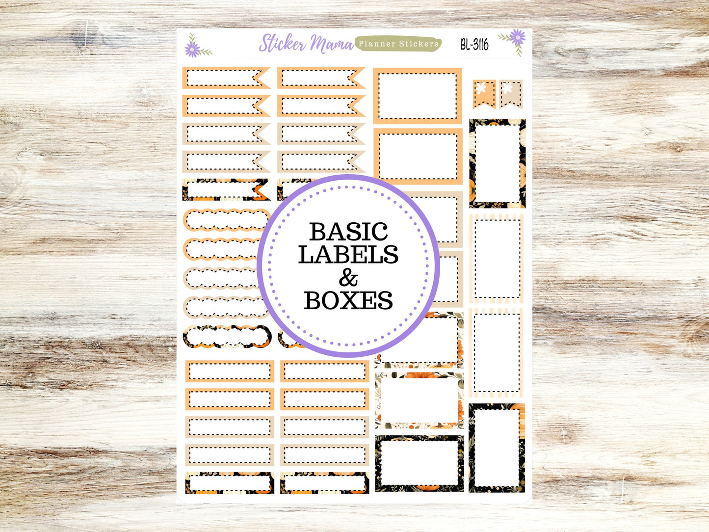 BL-3116 ||  Pumpkin Spice Stickers ||  Basic Label Stickers -  - Half Boxes - Planner Stic