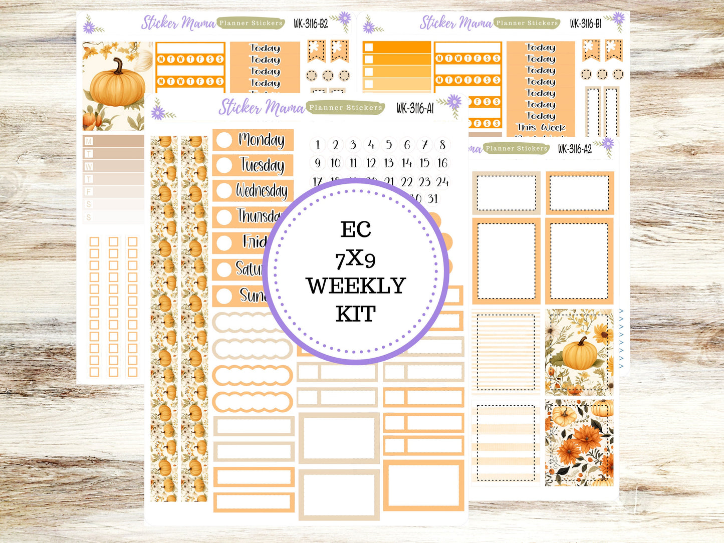 WK-3116- Pumpkin Spice  || Weekly Planner Kit || Erin Condren || Hourly Planner Kit || Vertical Planner Kit