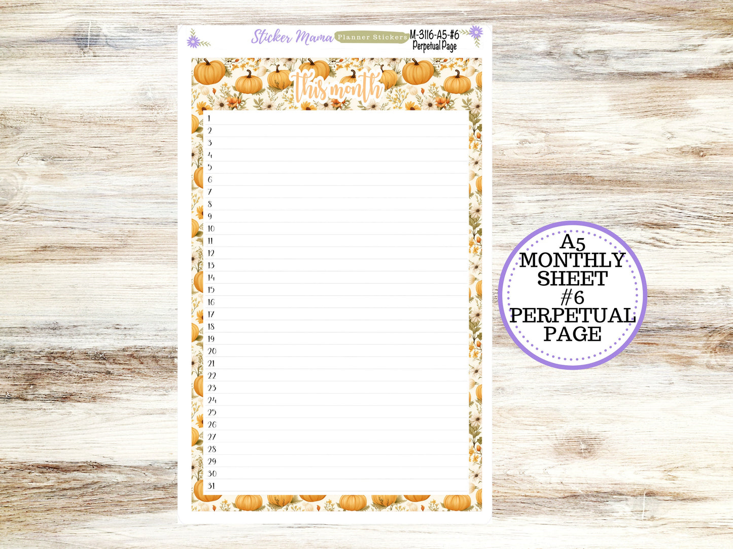 ERIN CONDREN Monthly Kit-3116 || A5 || Pumpkin Spice Stickers  || - ec November Monthly Kit - November Monthly Planner Kits - Monthly Pages