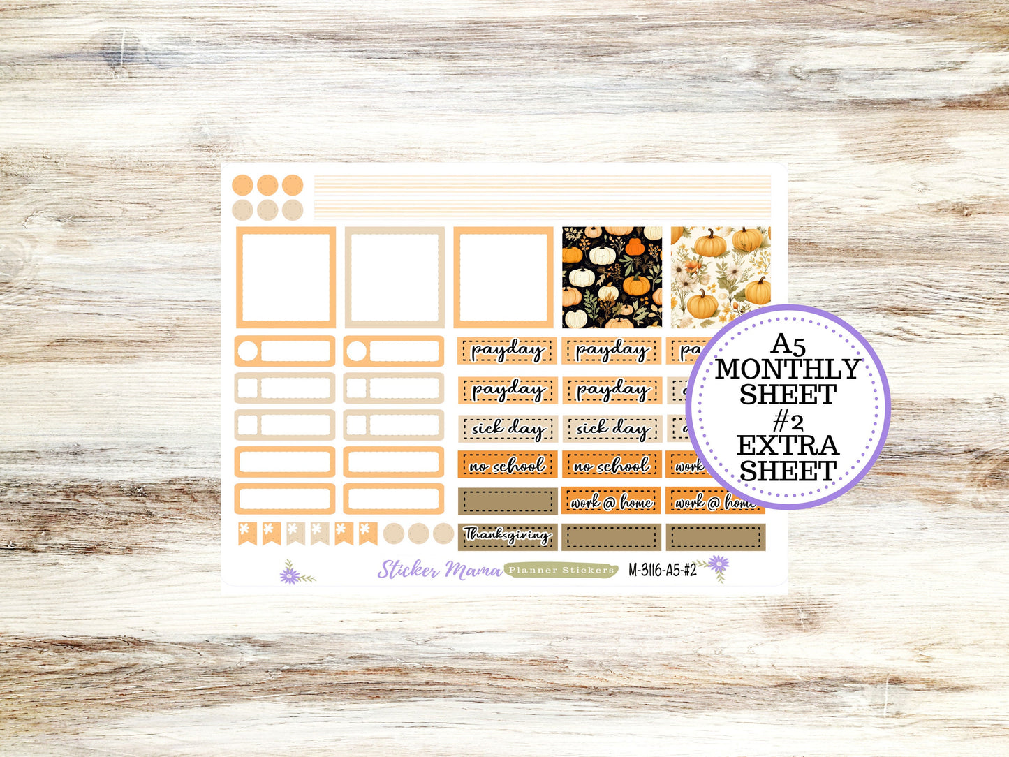 ERIN CONDREN Monthly Kit-3116 || A5 || Pumpkin Spice Stickers  || - ec November Monthly Kit - November Monthly Planner Kits - Monthly Pages