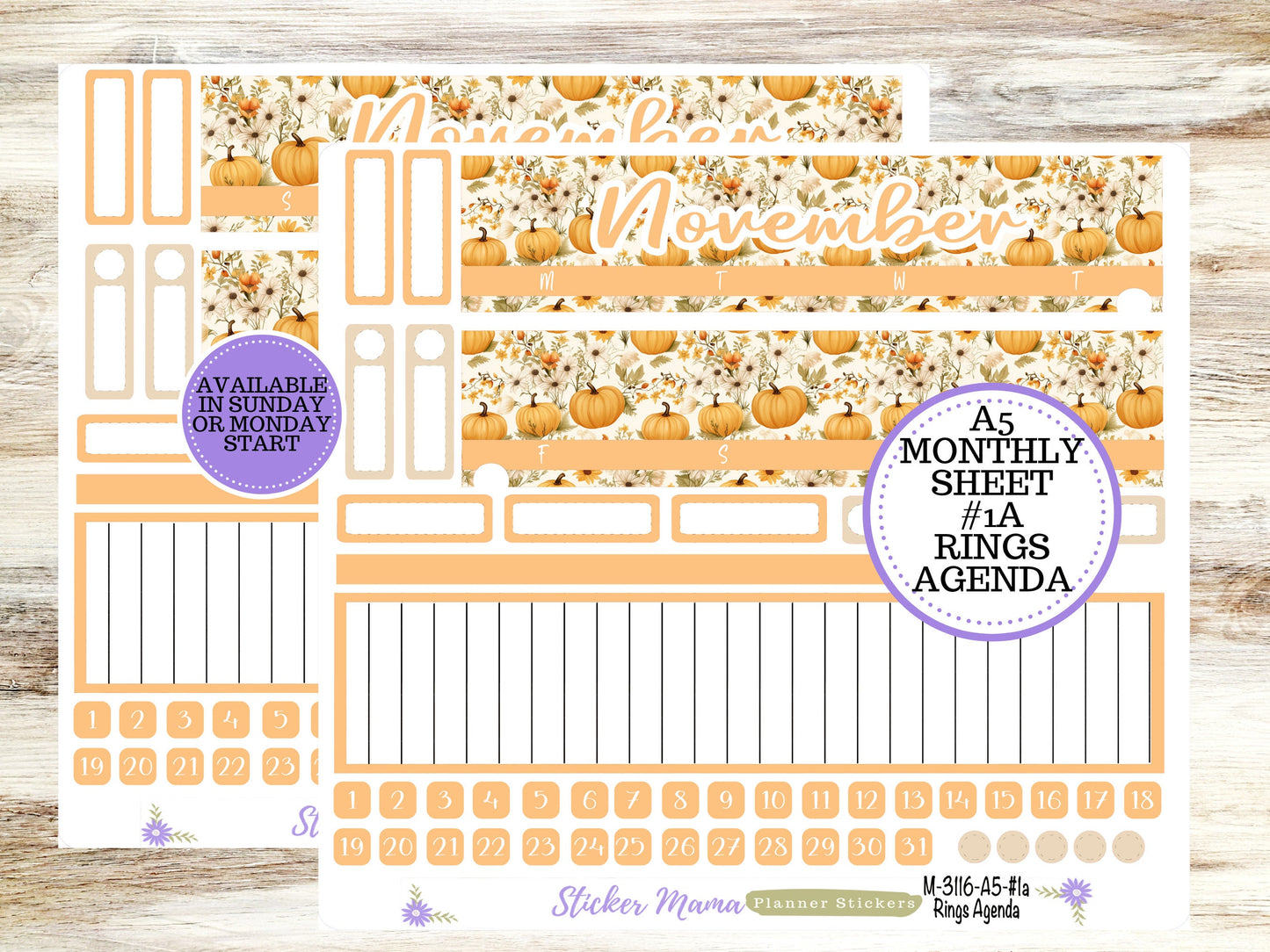 ERIN CONDREN Monthly Kit-3116 || A5 || Pumpkin Spice Stickers  || - ec November Monthly Kit - November Monthly Planner Kits - Monthly Pages