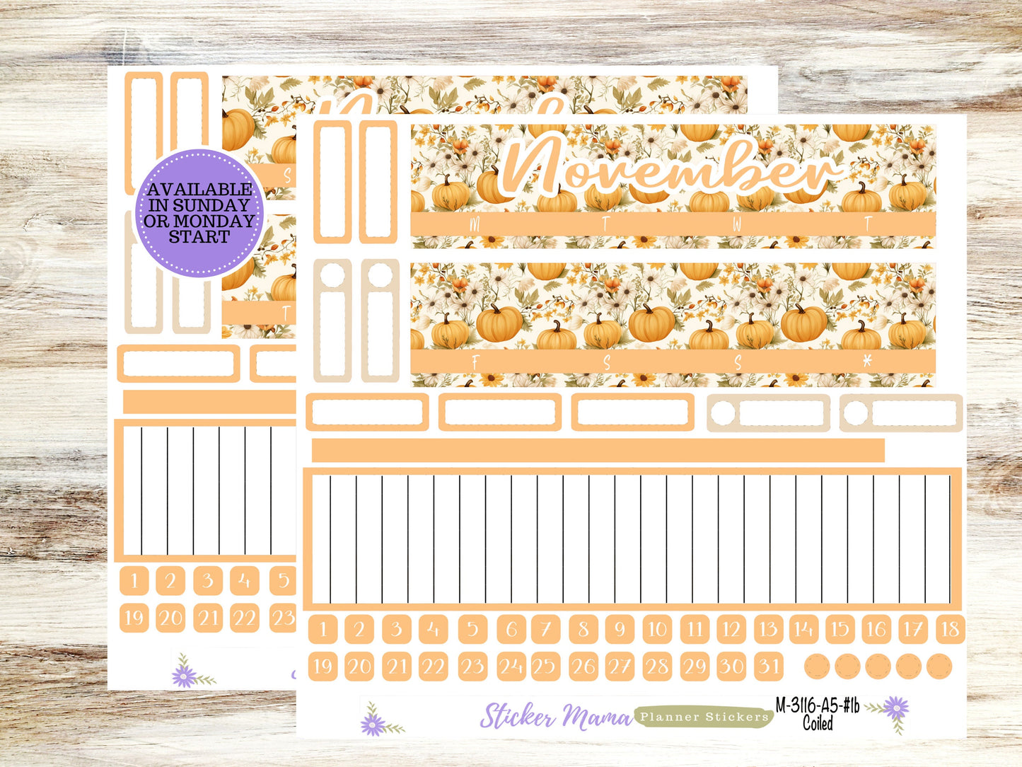 ERIN CONDREN Monthly Kit-3116 || A5 || Pumpkin Spice Stickers  || - ec November Monthly Kit - November Monthly Planner Kits - Monthly Pages