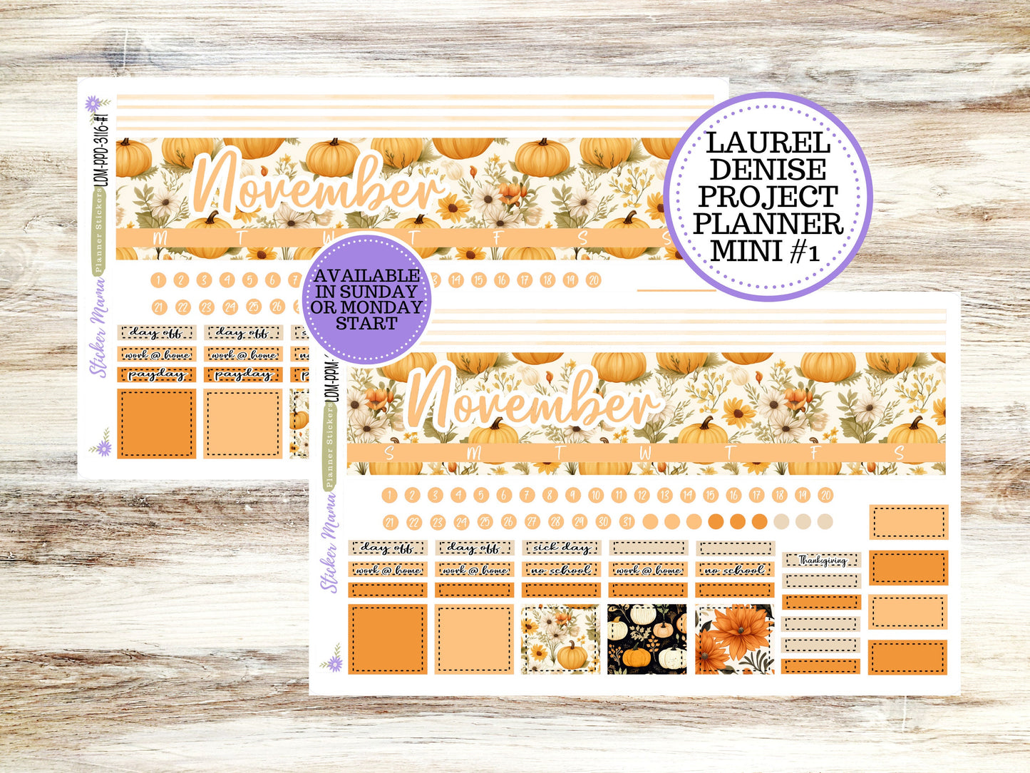 LAUREL DENISE PROJECT November Planner Kit #3116 || Pumpkin Spice || Laurel Denise Kit || Laurel Denise Stickers ||  || November ld