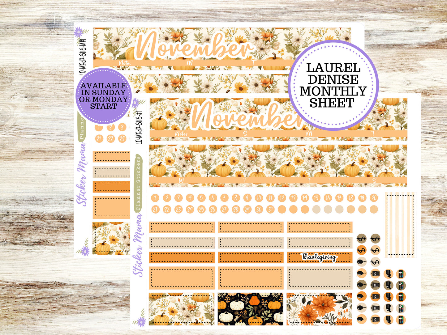 LAUREL DENISE PORTRAIT November Planner Kit #3116 || Pumpkin Spice || Laurel Denise Kit || Laurel Denise Stickers ||  || November ld