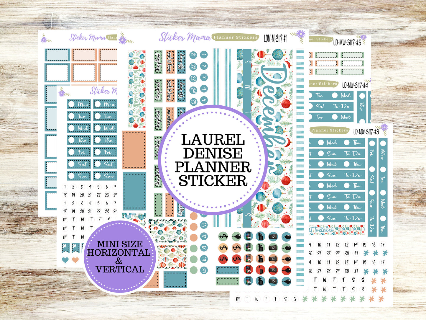 LAUREL DENISE MINI Planner Kit #3117 || Laurel Denise Kit || Laurel Denise Stickers || Laurel Denise Horizontal Vertical || December