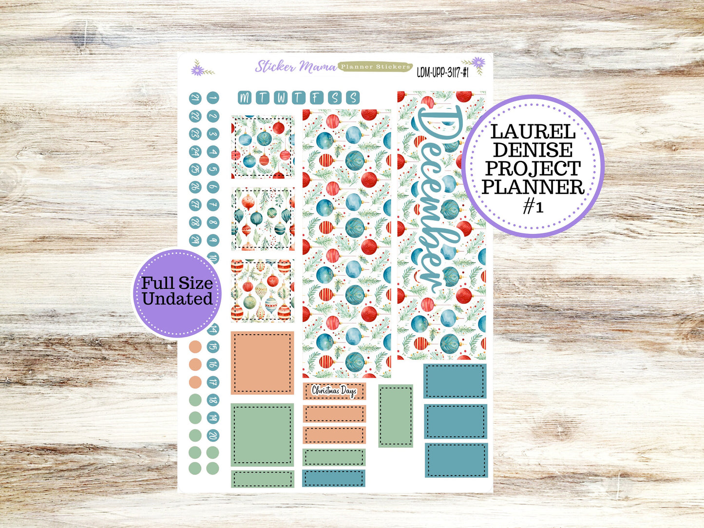 LAUREL DENISE PROJECT December Planner Kit #3117 || Merry Ornaments || Laurel Denise Kit || Laurel Denise Stickers ||  || December ld