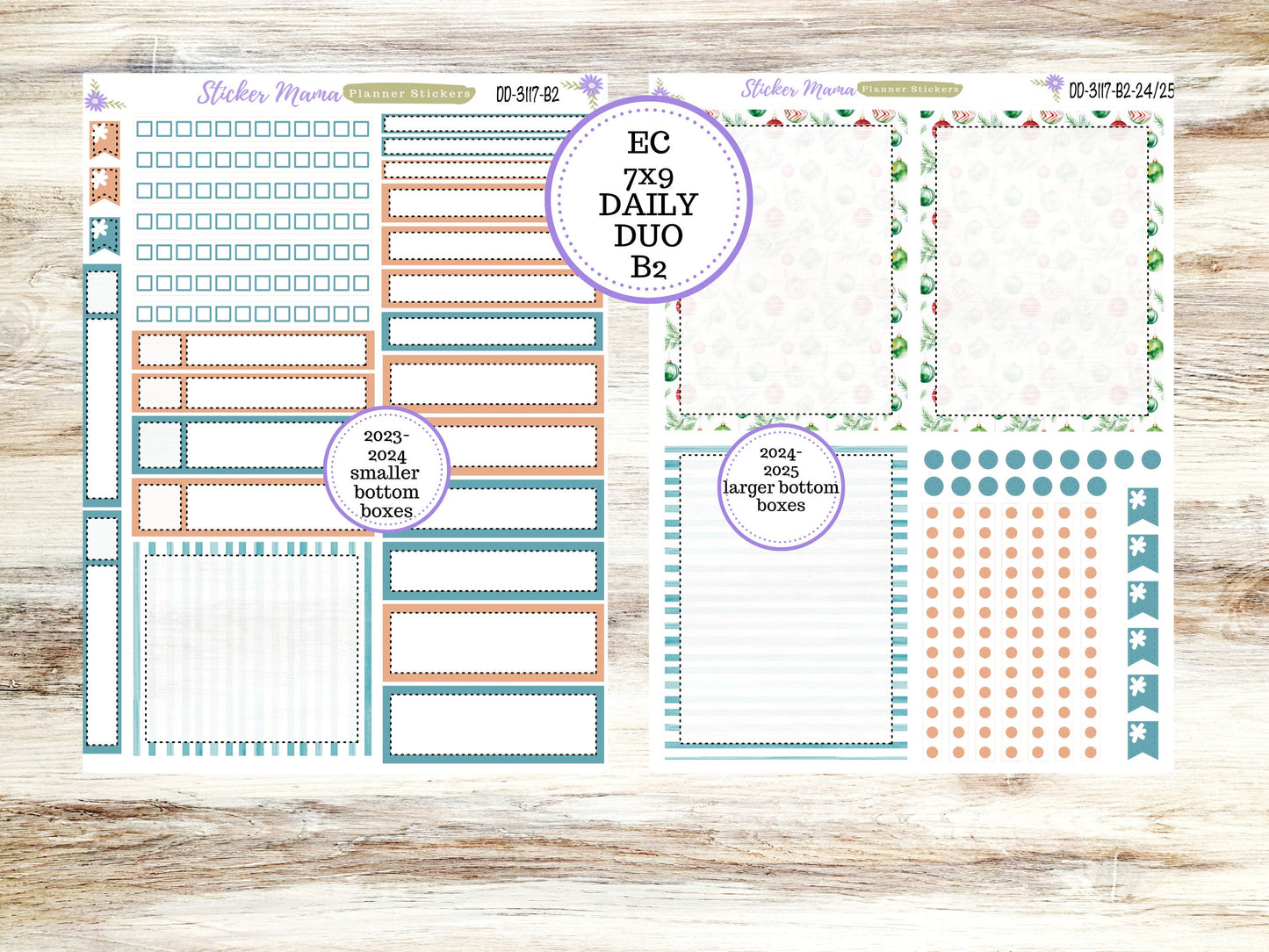 ERIN CONDREN Daily Duo 7x9-Kit #3117 || Merry Ornaments || Erin Condren Planner Stickers - Daily Duo 7x9 Planner - Daily Duo Stickers