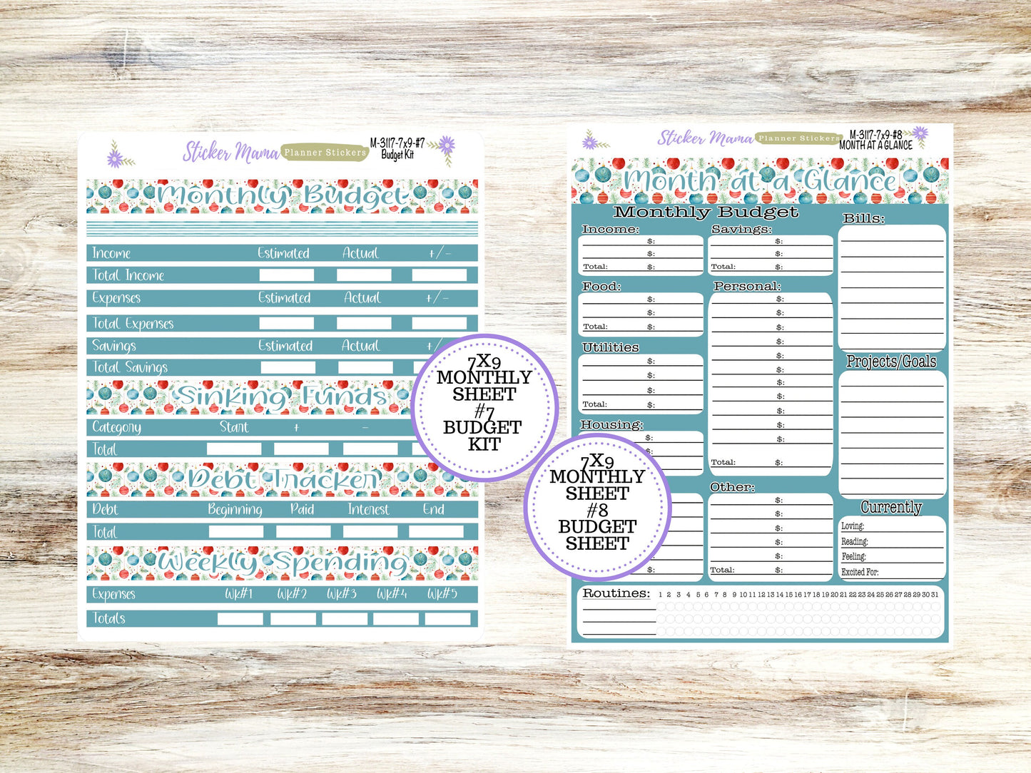 ERIN CONDREN Monthly Kit-3117 || 7X9 ||  Merry Ornaments Monthly  - 7x9 EC December Monthly Kit - December Monthly Planner Kits -  Monthly