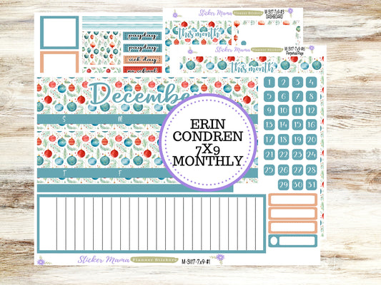 MONTHLY KIT-3117 || 7X9 ||  Merry Ornaments Monthly  - 7x9 EC December Monthly Kit - December Monthly Planner Kits -  Monthly Pages