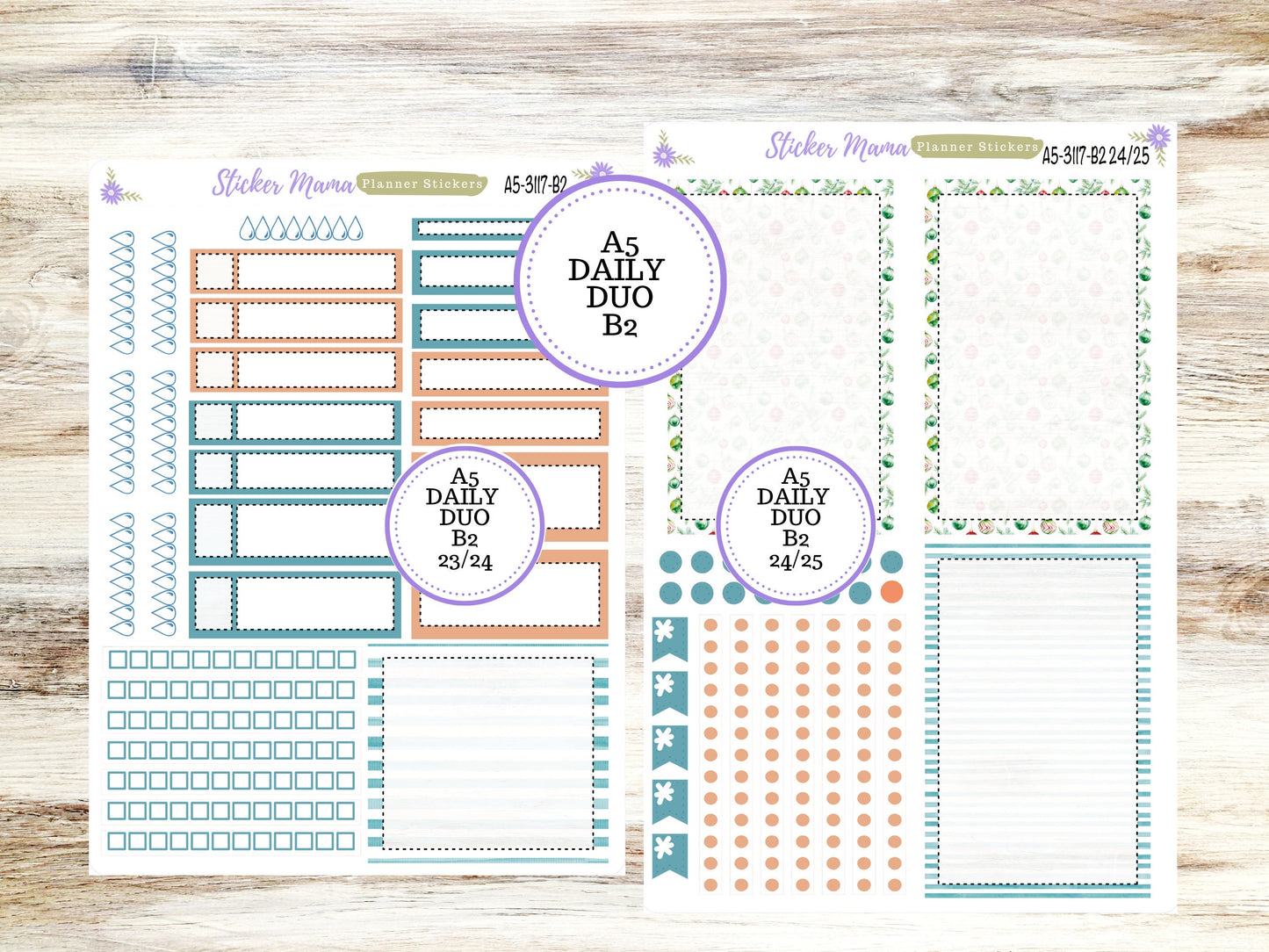 A5-DAILY DUO-Kit #3117  || Merry Ornaments  || Planner Stickers - Daily Duo A5 Planner - Daily Duo Stickers - Daily Planner