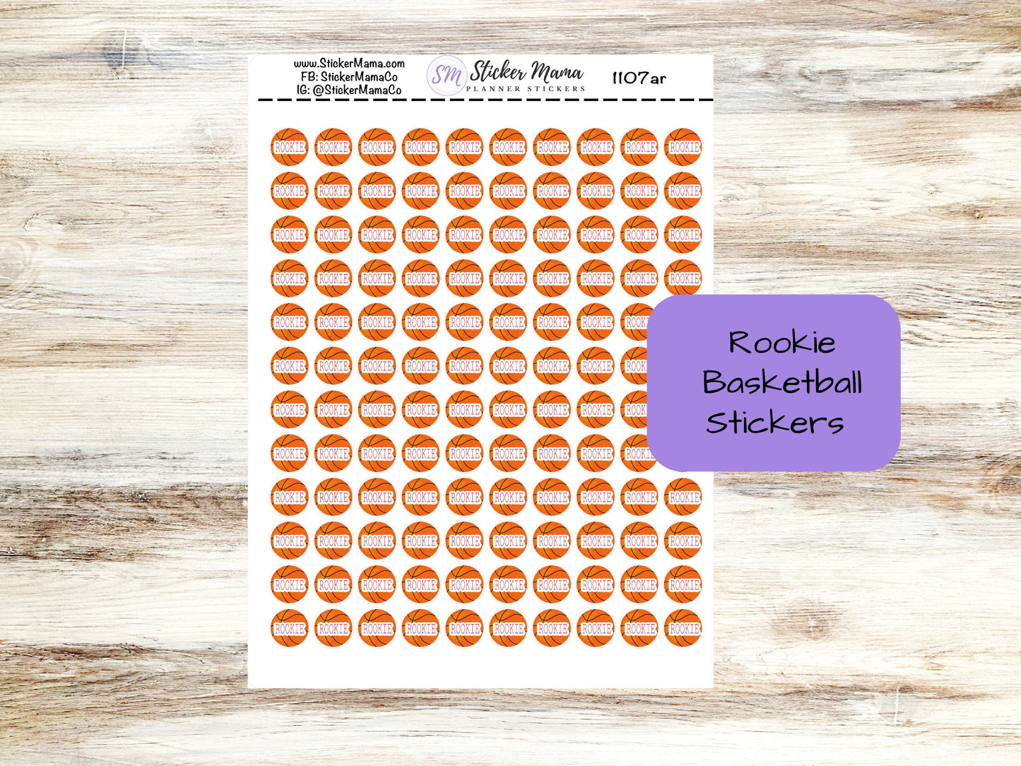 SS-1107ar - BASKETBALL ROOKIE Planner Stickers - Sport Stickers