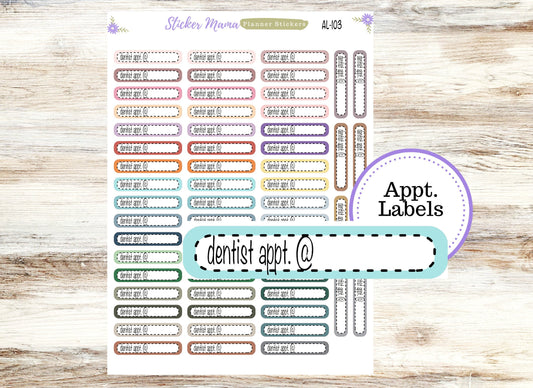 AL-103 || DENTIST APPOINTMENT Labels || Planner Stickers || Labels Sticker || Ortho Appointment Stickers